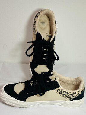 Women's Sz 10 Rocket Dog Cheery Leopard Color Block Black/Tan Sneakers VGUC